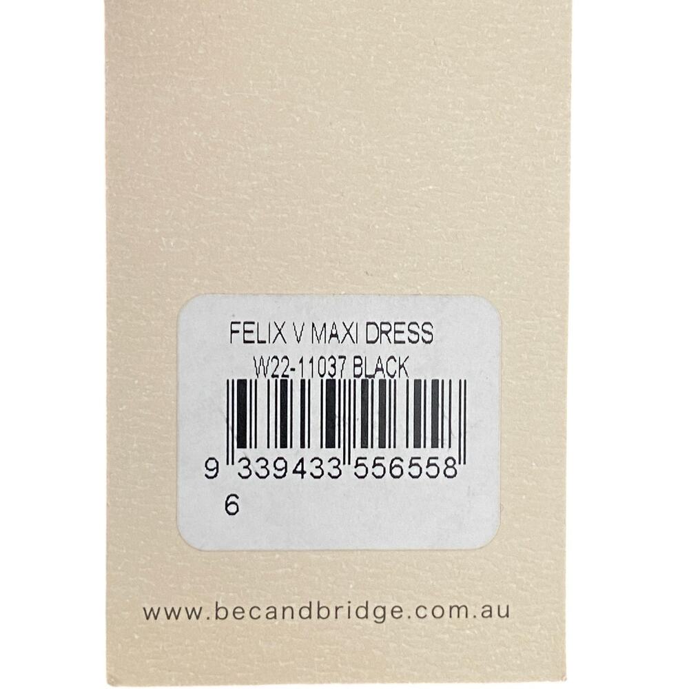 Bec + Bridge Felix V Maxi Dress Satin Cut Out Metallic Ring Detail Black Size 2 - Picture 12 of 14